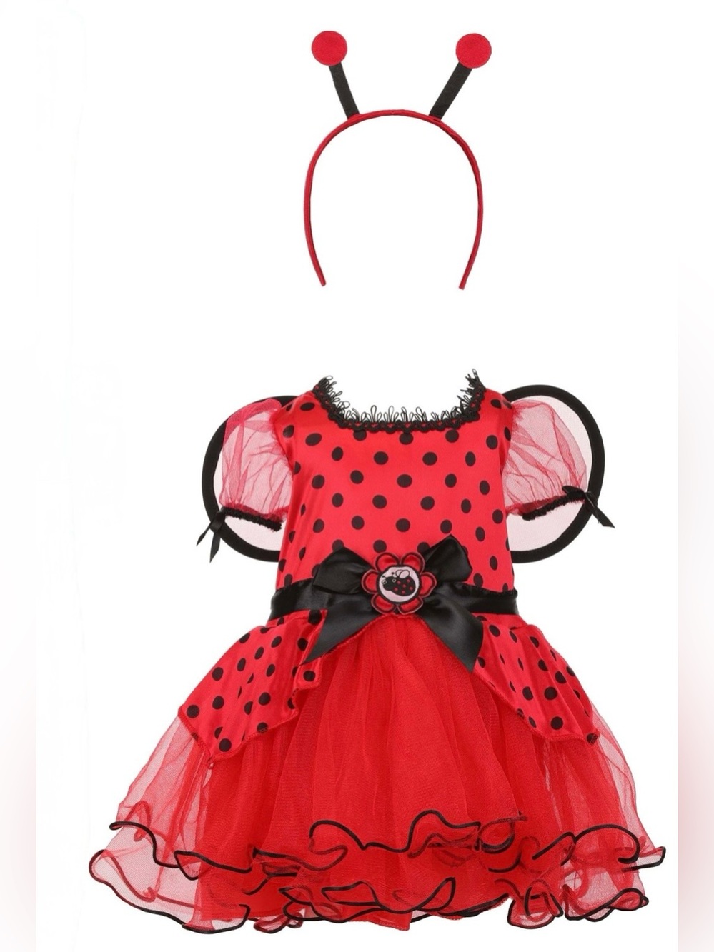 6 - 12 Months Ladybug theme Party Dress w wings & headband  New